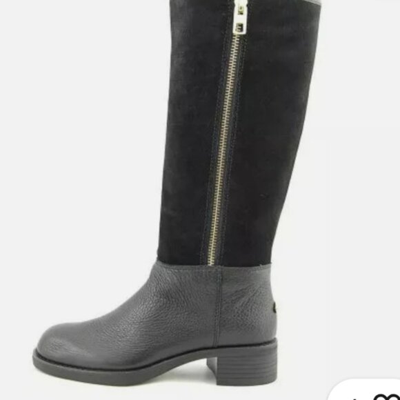 COACH Knee High Boots Black Bailey Safari Leather 7.5 - Picture 1 of 11